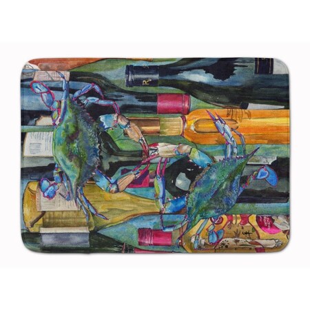 Carolines Treasures Blue Crabby Wine Bottles Machine Washable Memory Foam Mat 8917RUG